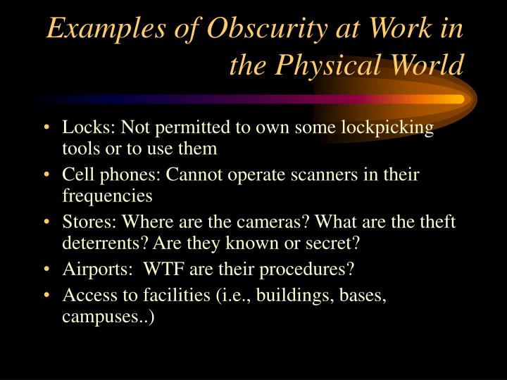 security via obscurity security via obscurity