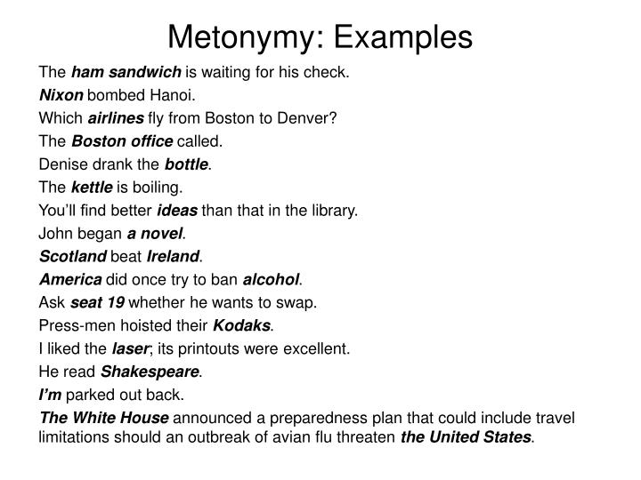 example for metonymy Metonymy.