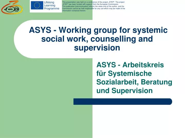 asys working group for systemic social work counselling and supervision n.