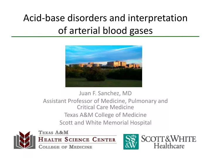 acid base disorders and interpretation of arterial blood gases n.