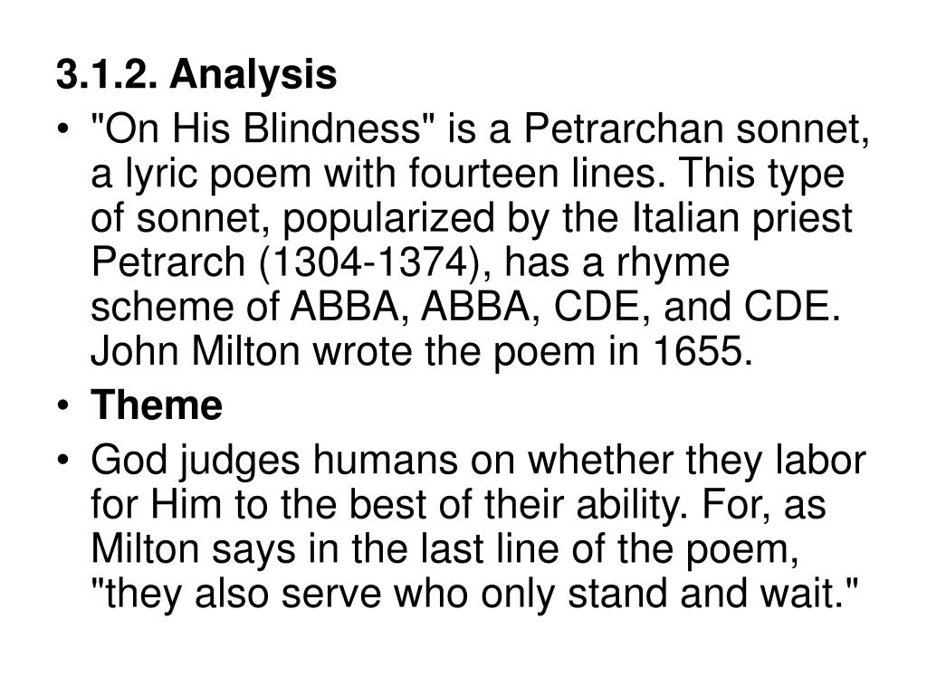 john milton on his blindness analysis