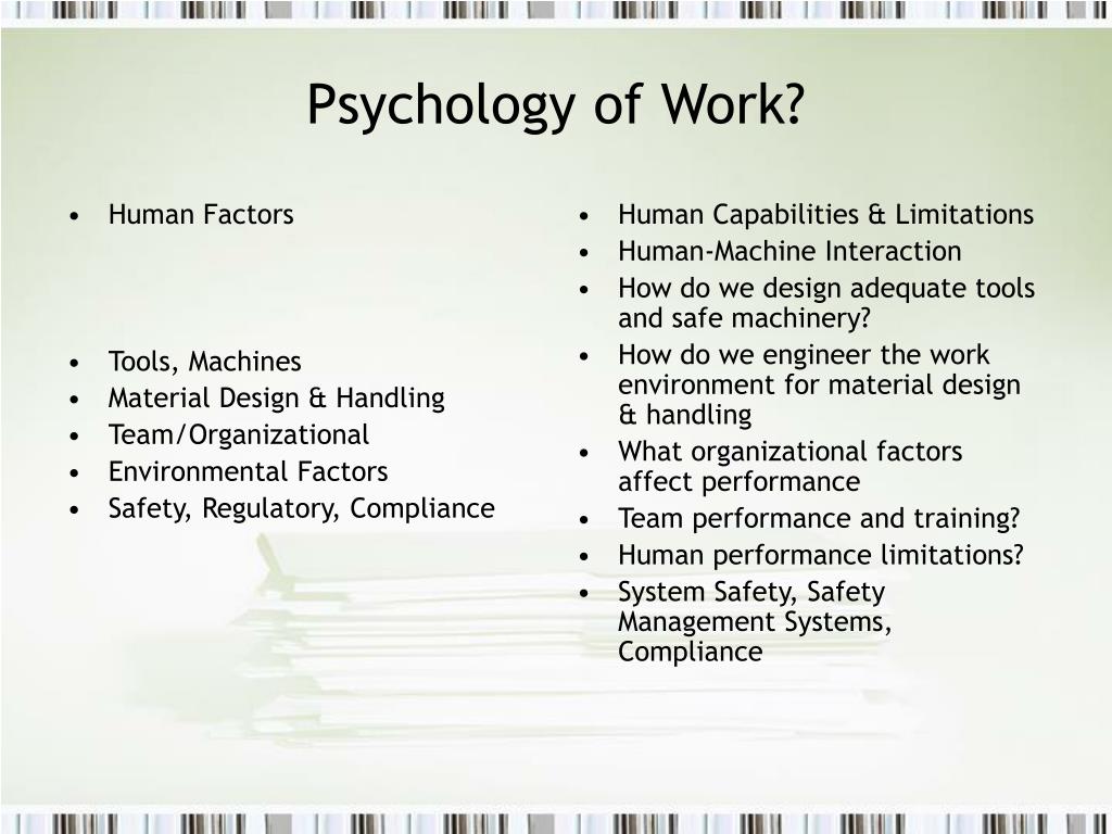 PPT - The Psychology of Work PowerPoint Presentation, free download