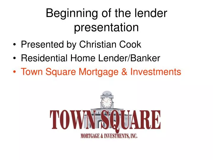 beginning of the lender presentation n.