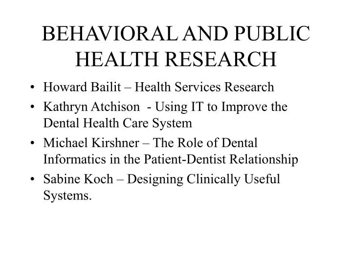 behavioral and public health research n.