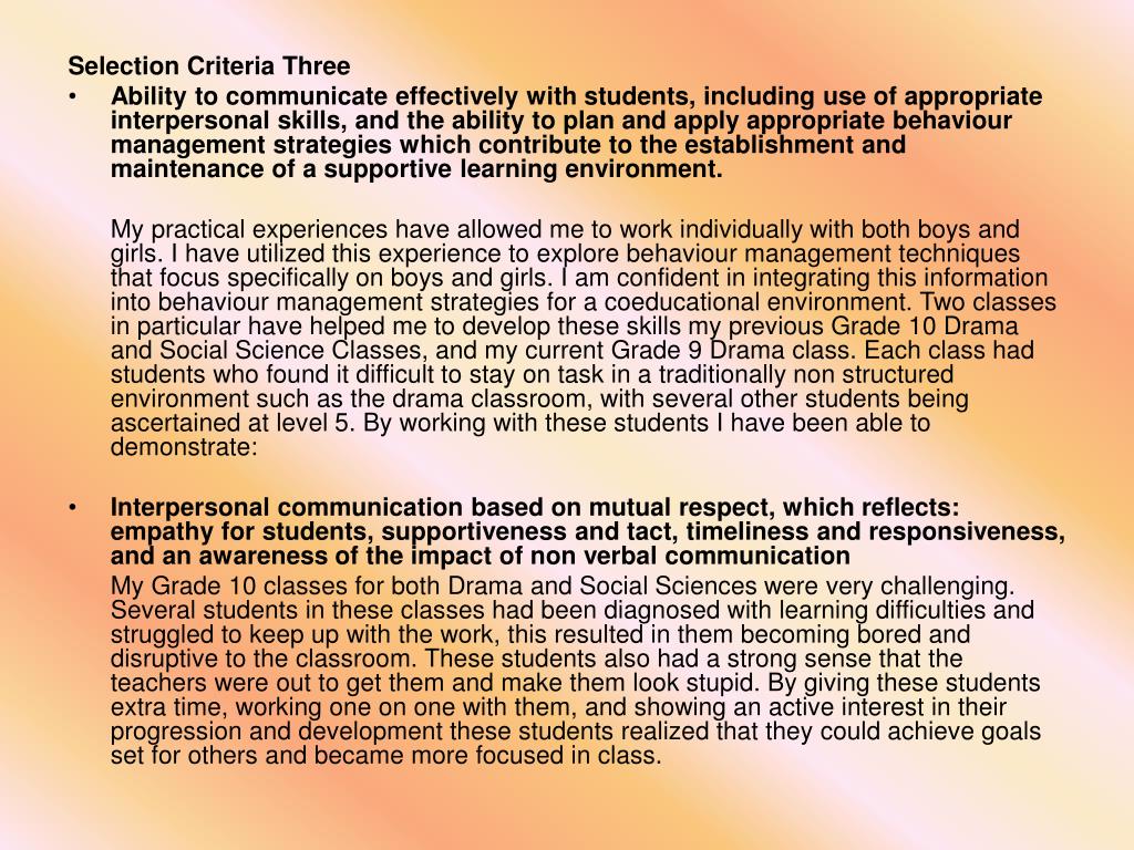 selection criteria exposed selection criteria exposed