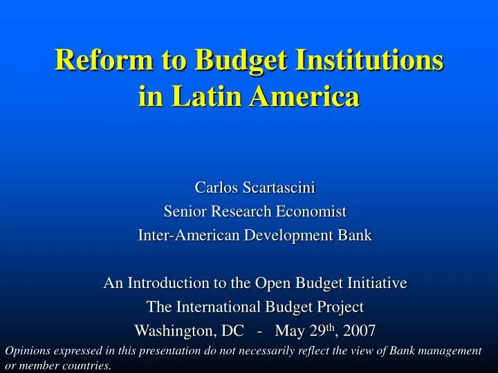 reform to budget institutions in latin america n.
