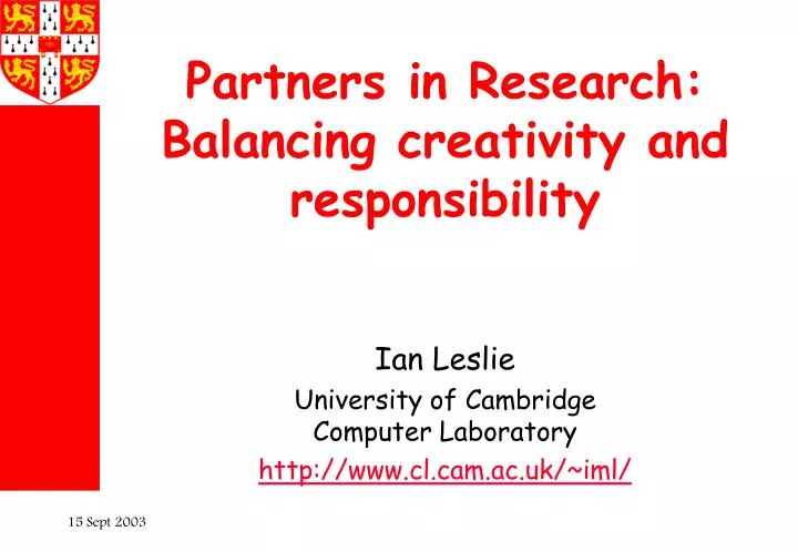 partners in research balancing creativity and responsibility n.