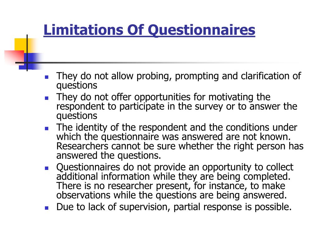 research limitations of questionnaires