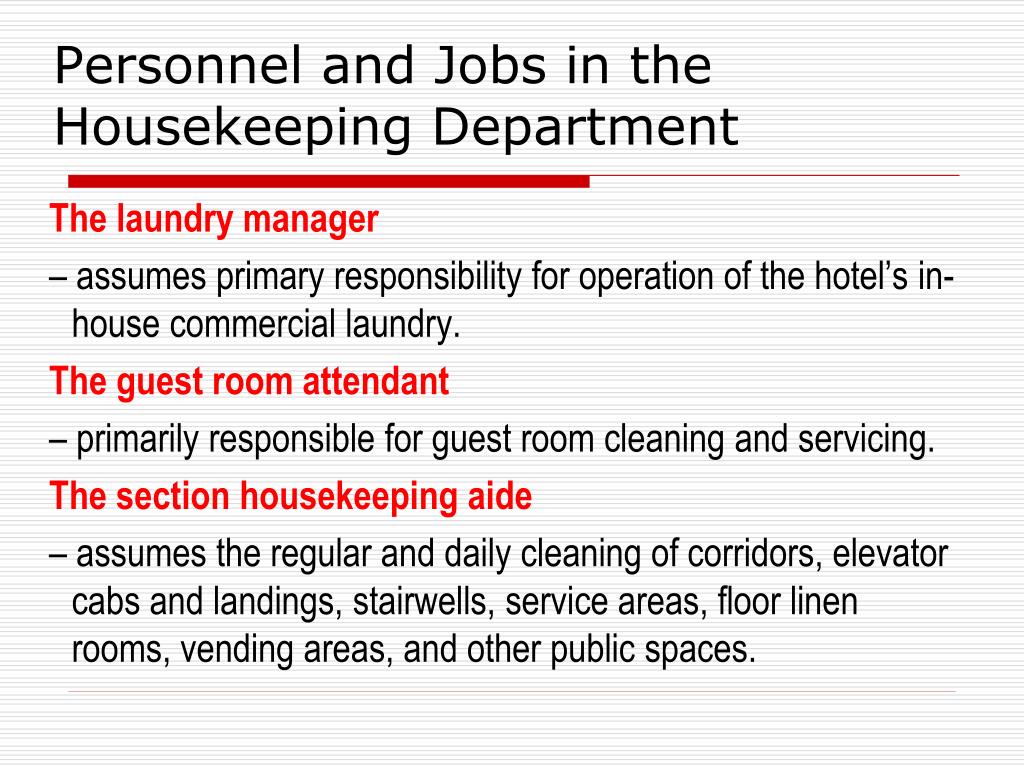 presentation housekeeping department