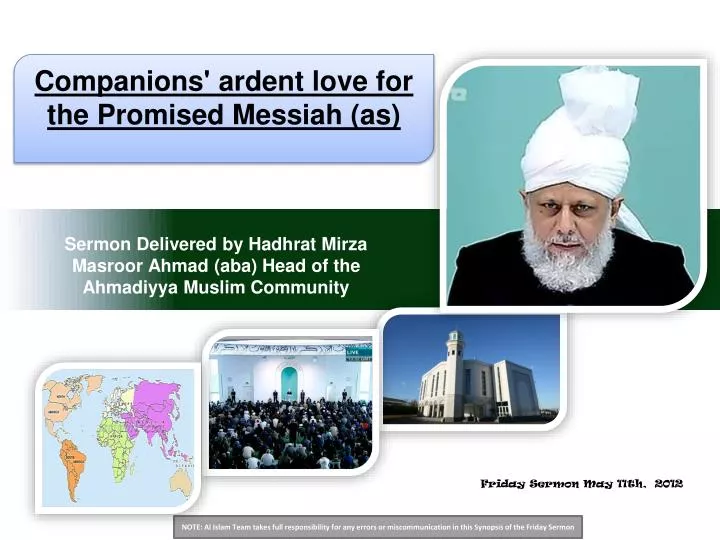 sermon delivered by hadhrat mirza masroor ahmad aba head of the ahmadiyya muslim community n.