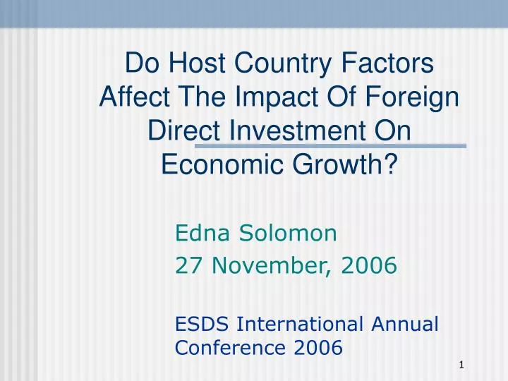 PPT Do Host Country Factors Affect The Impact Of Foreign