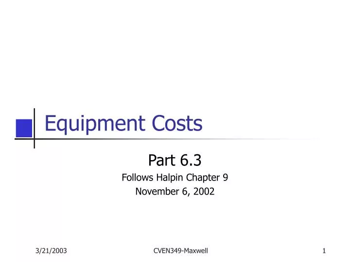 PPT Equipment Costs PowerPoint Presentation, free download ID987299