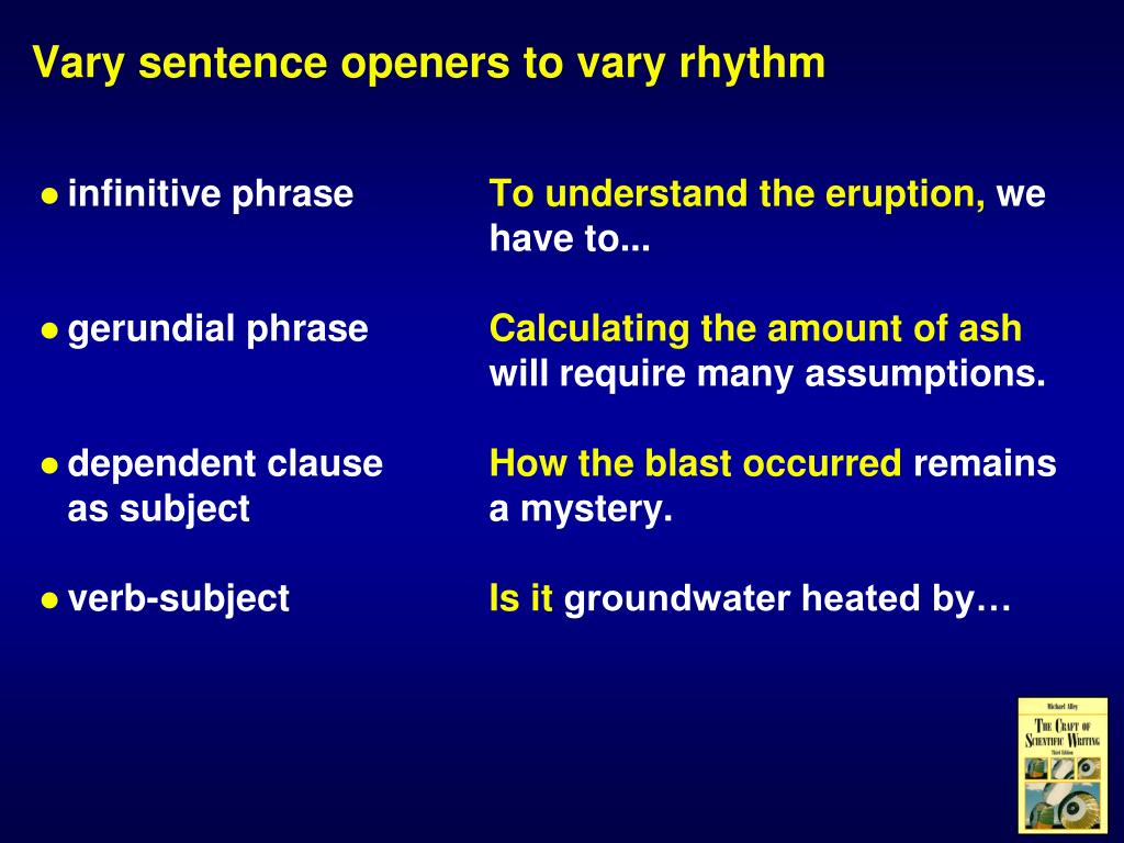 Vary Sentence Openers Worksheet