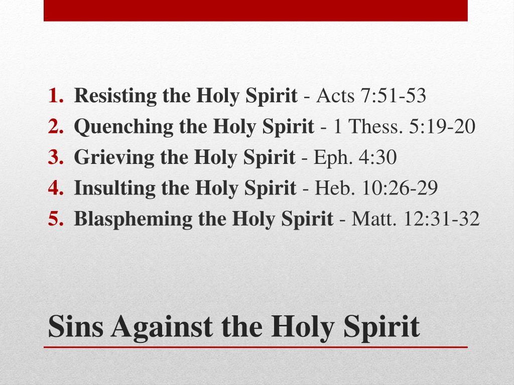 sins against the holy spirit catholic church
