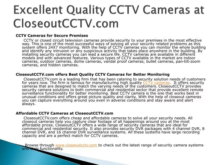 excellent quality cctv cameras at closeoutcctv com n.