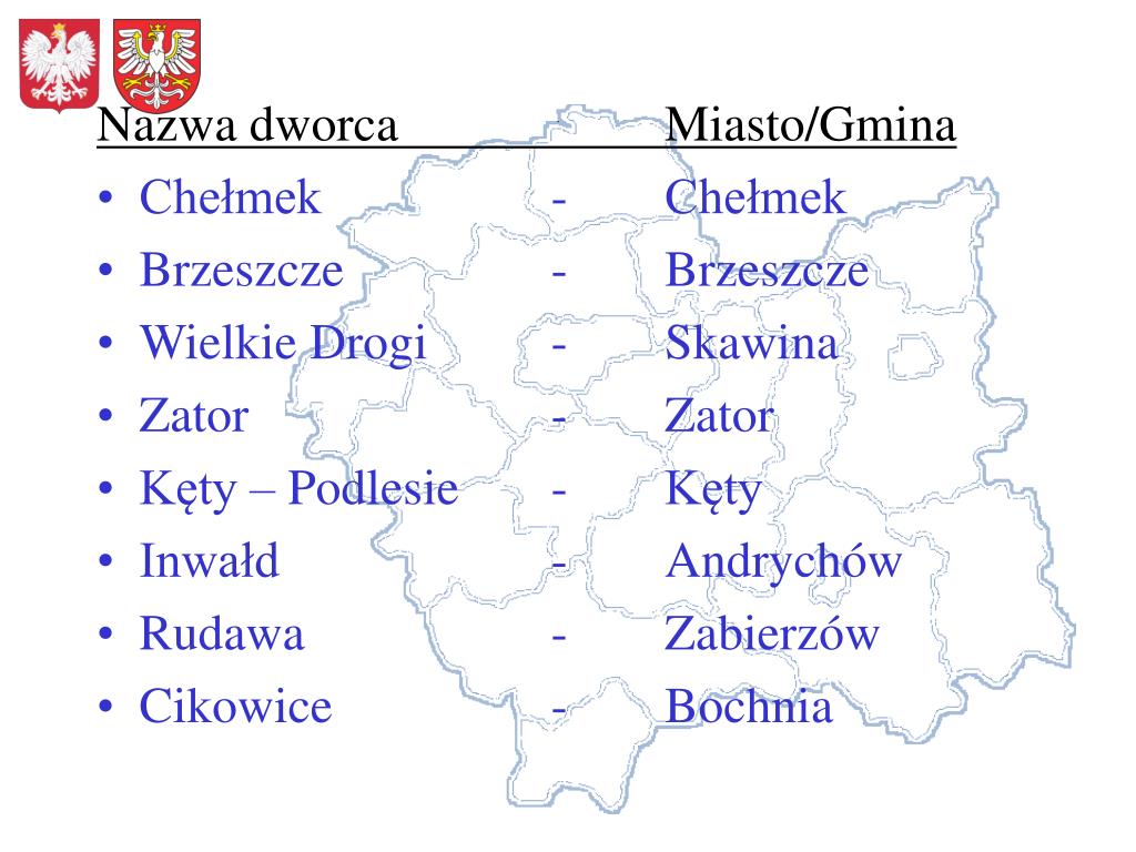 Władzę Uchwałodawczą Na Terenie Województwa Sprawuje PPT - Wykaz dworców na terenie województwa małopolskiego typowanych do