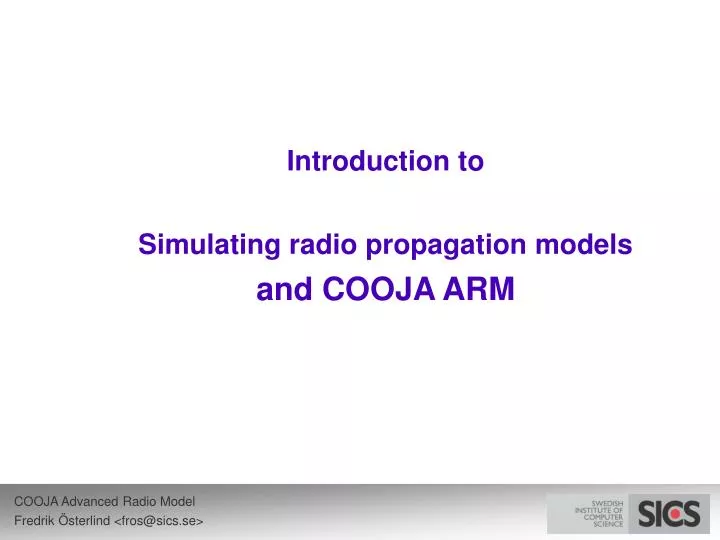 introduction to simulating radio propagation models and cooja arm n.
