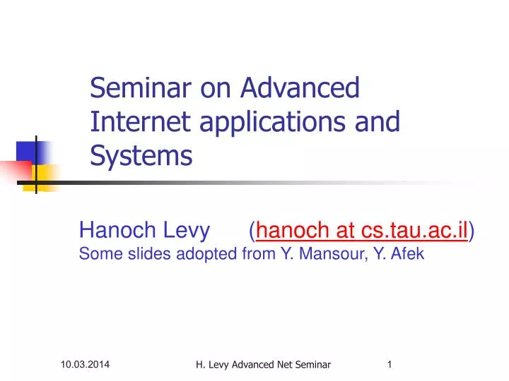 seminar on advanced internet applications and systems n.