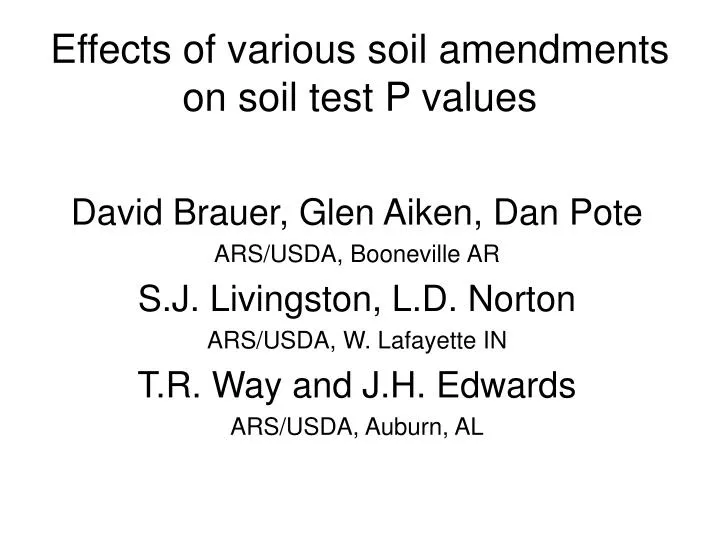 effects of various soil amendments on soil test p values n.