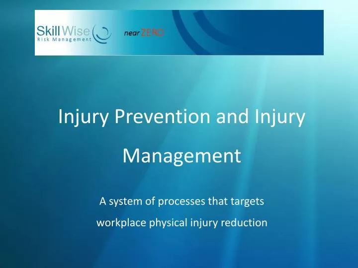 PPT - Injury Prevention and Injury Management A system of processes ...