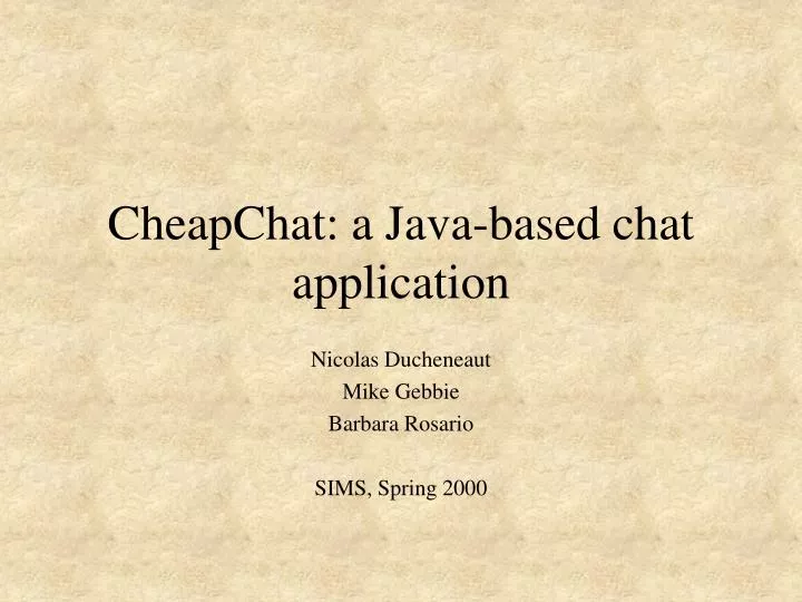cheapchat a java based chat application n.