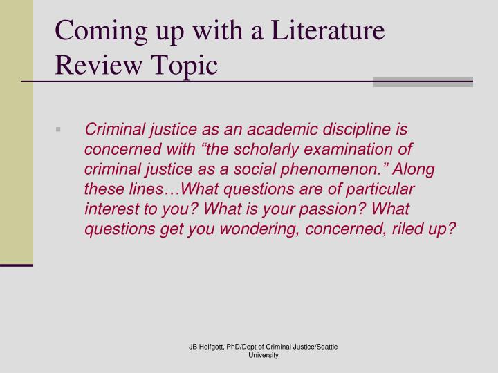 literature review example criminal justice
