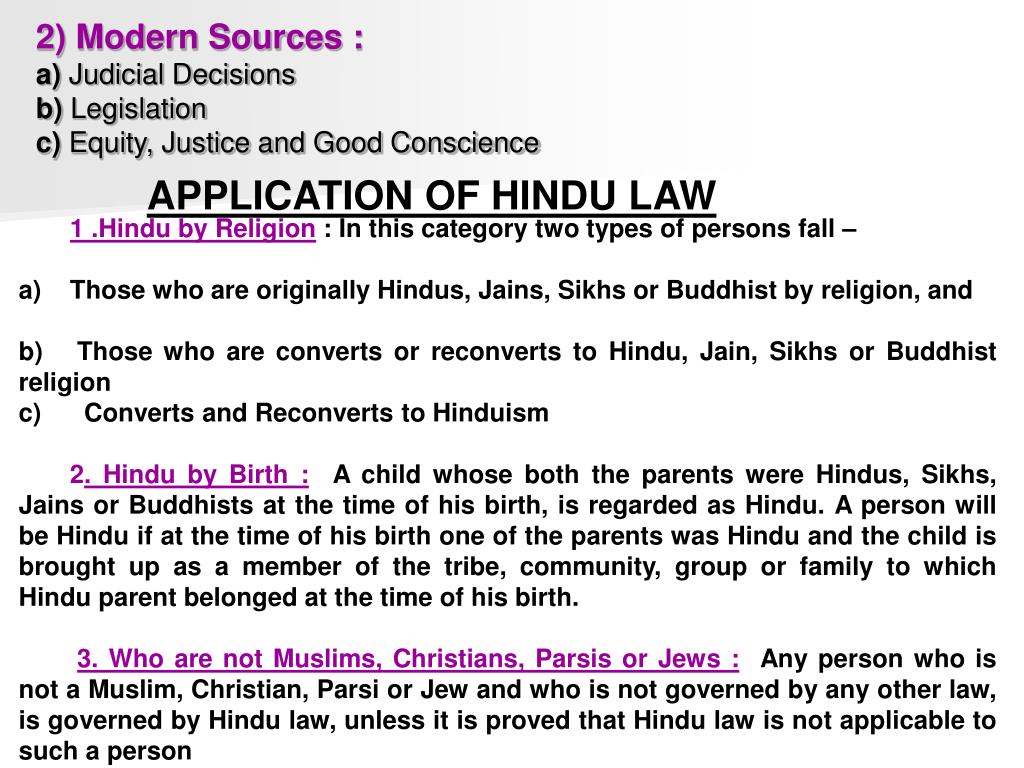 application of hindu law assignment