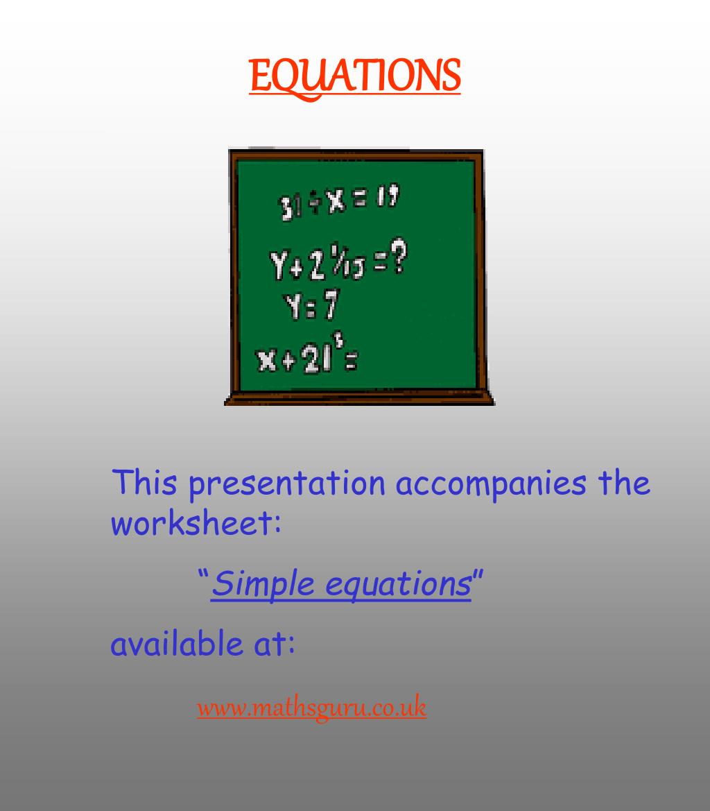 simple equations powerpoint presentation
